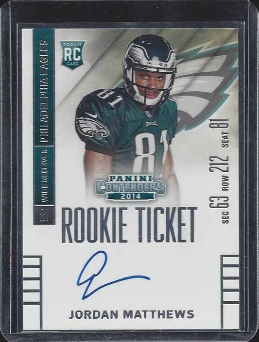 JORDAN MATTHEWS 2014 PANINI CONTENDERS ROOKIE TICKET PHOTO VARIATION AUTO RC SP