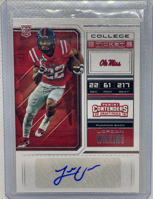 JORDAN WILKINS 2018 PANINI CONTENDERS DRAFT PICKS COLLEGE TICKET AUTO RC #288
