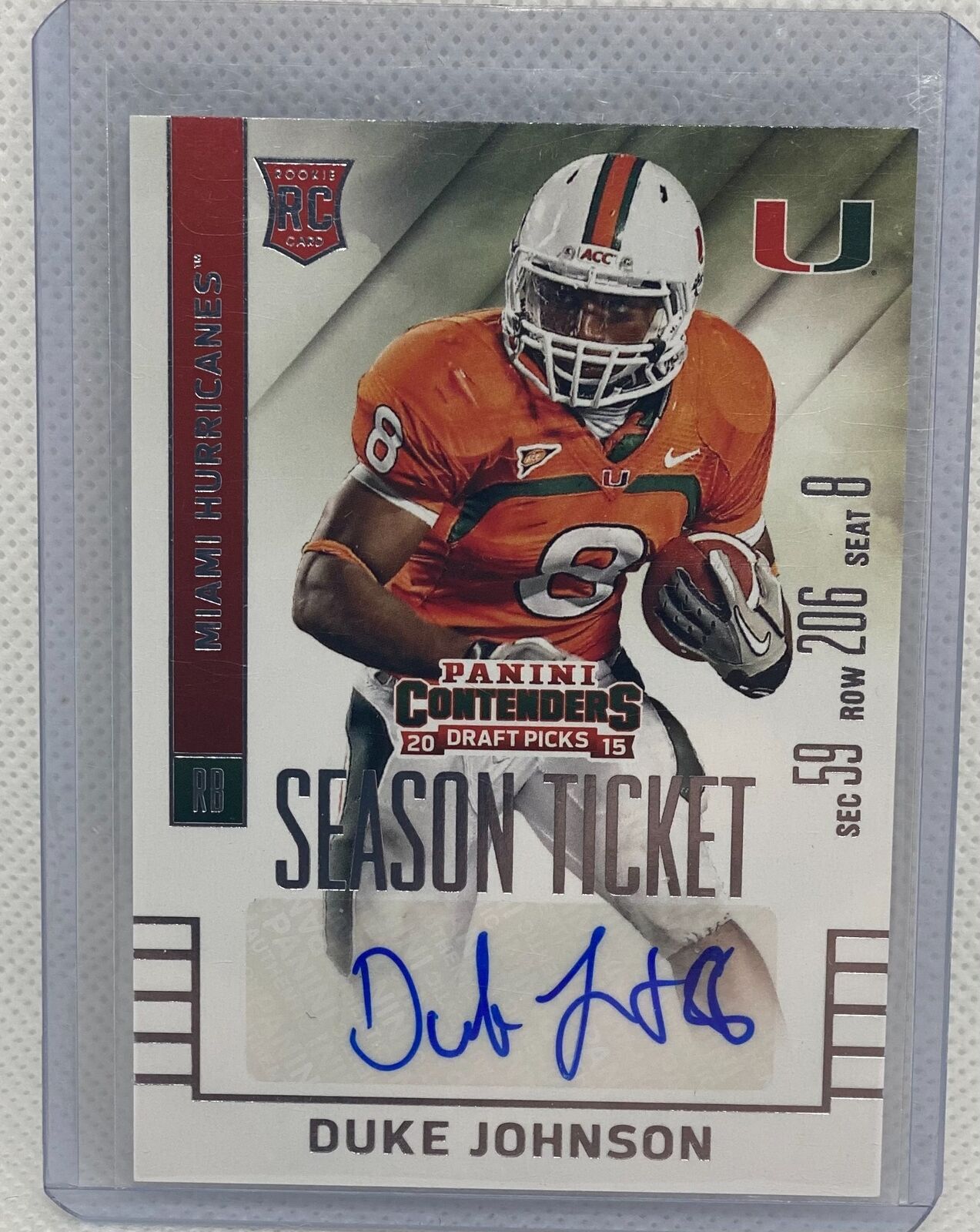 DUKE JOHNSON 2015 PANINI CONTENDERS DRAFT PICKS SEASON TICKET AUTO RC #118