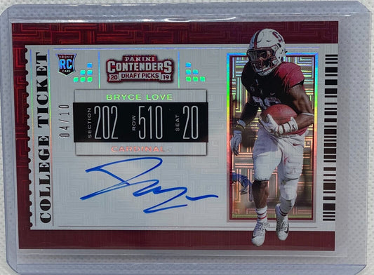 BRYCE LOVE 2019 CONTENDERS COLLEGE TICKET BUILDING BLOCKS AUTO RC #D 04/10