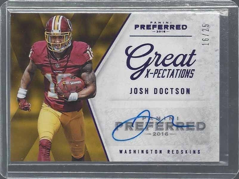 JOSH DOCTSON 2016 PANINI PREFERRED GREAT X-PECTATIONS PURPLE ROOKIE AUTO RC /25