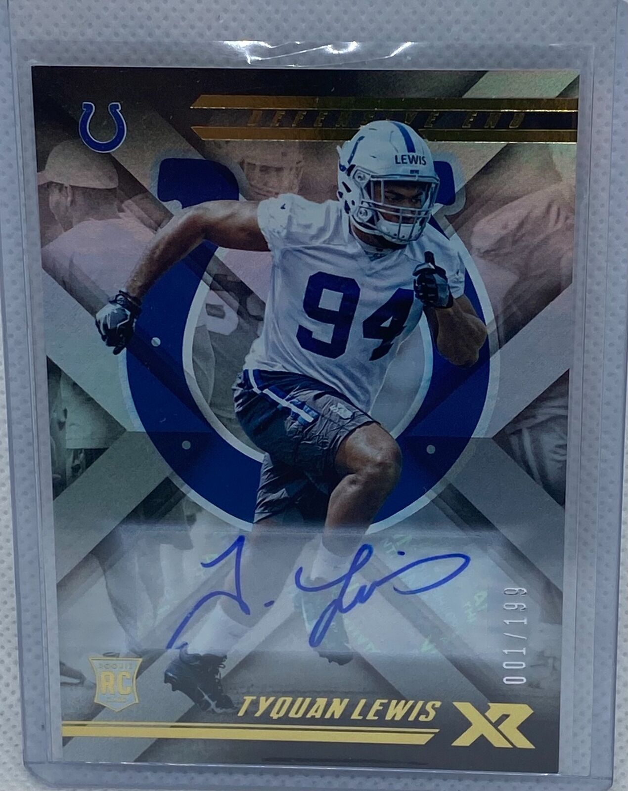TYQUAN LEWIS 2018 PANINI XR AUTO RC #D 100/199