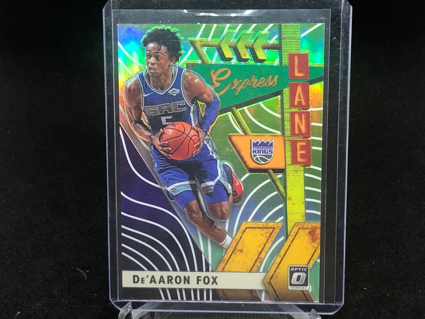 DE'AARON FOX 2019-20 DONRUSS OPTIC EXPRESS LANE LIME GREEN HOLO #D 68/149