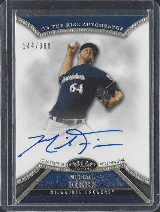 MICHAEL FIERS 2013 TOPPS TIER ONE ON THE RISE BREWERS ON CARD AUTO #D 144/399