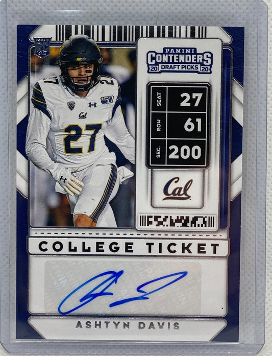 ASHTYN DAVIS PANINI CONTENDERS DRAFT PICKS COLLEGE TICKET AUTO RC #218