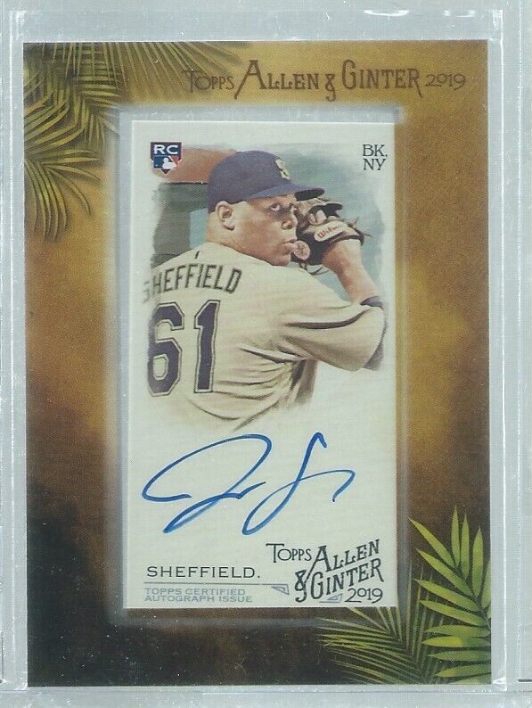 JUSTUS SHEFFIELD 2019 TOPPS ALLEN & GINTER ON CARD AUTO