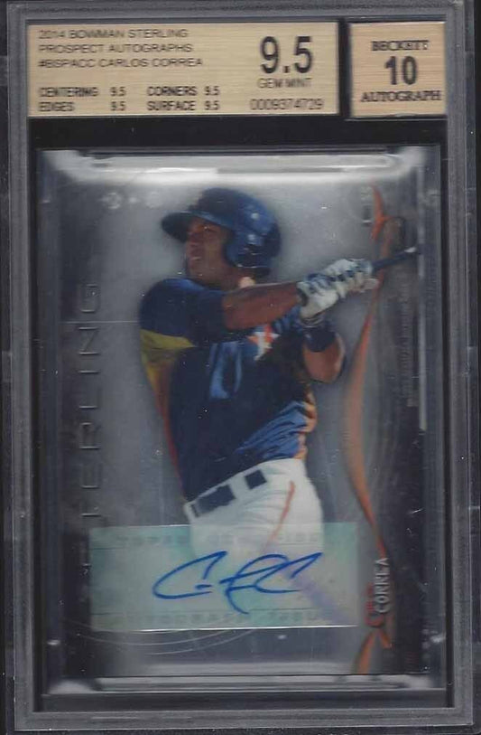 CARLOS CORREA 2014 BOWMAN STERLING ASTROS PROSPECT AUTO BGS 9.5 w/ 10 AUTO GEM