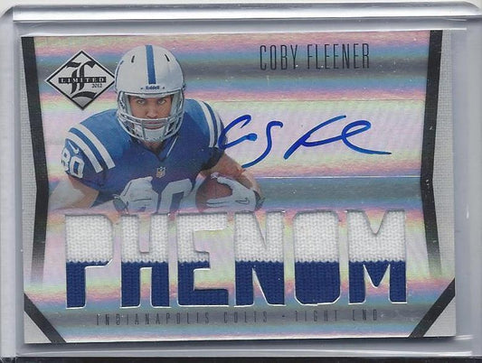 COBY FLEENER 2012 LIMITED PHENOMS JUMBO SICK 2 COLOR PATCH ON CARD AUTO RC /299