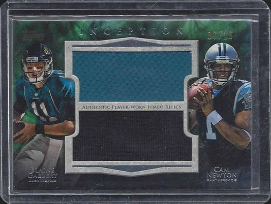 CAM NEWTON BLAINE GABBERT 2011 TOPPS INCEPTION GREEN DUAL JUMBO JERSEY RC #D /15