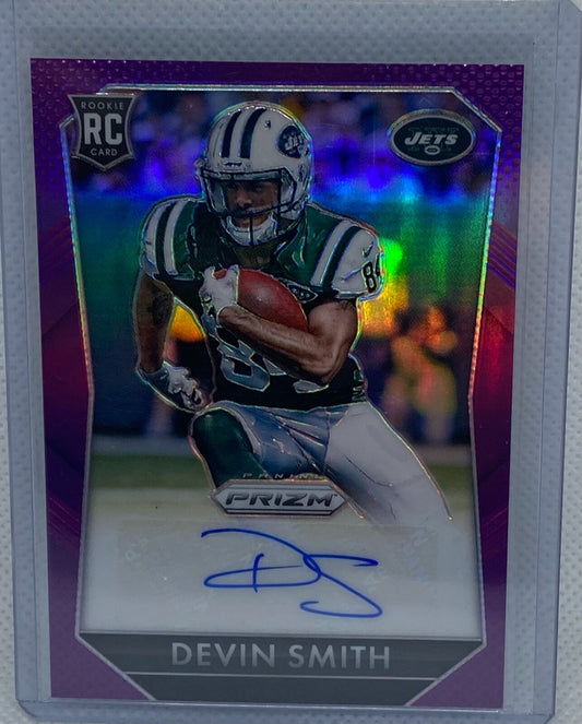 DEVIN SMITH 2015 PANINI PRIZM PURPLE PRIZMS AUTO RC #RS-DS