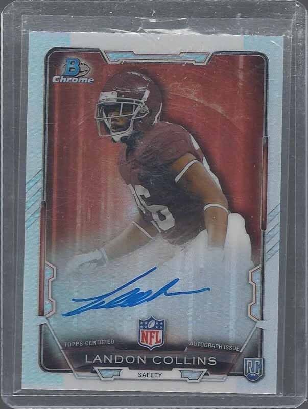 LANDON COLLINS 2015 BOWMAN CHROME REFRACTOR GIANTS ALABAMA ONCARD ROOKIE AUTO RC