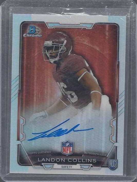 LANDON COLLINS 2015 BOWMAN CHROME REFRACTOR GIANTS ALABAMA ONCARD ROOKIE AUTO RC