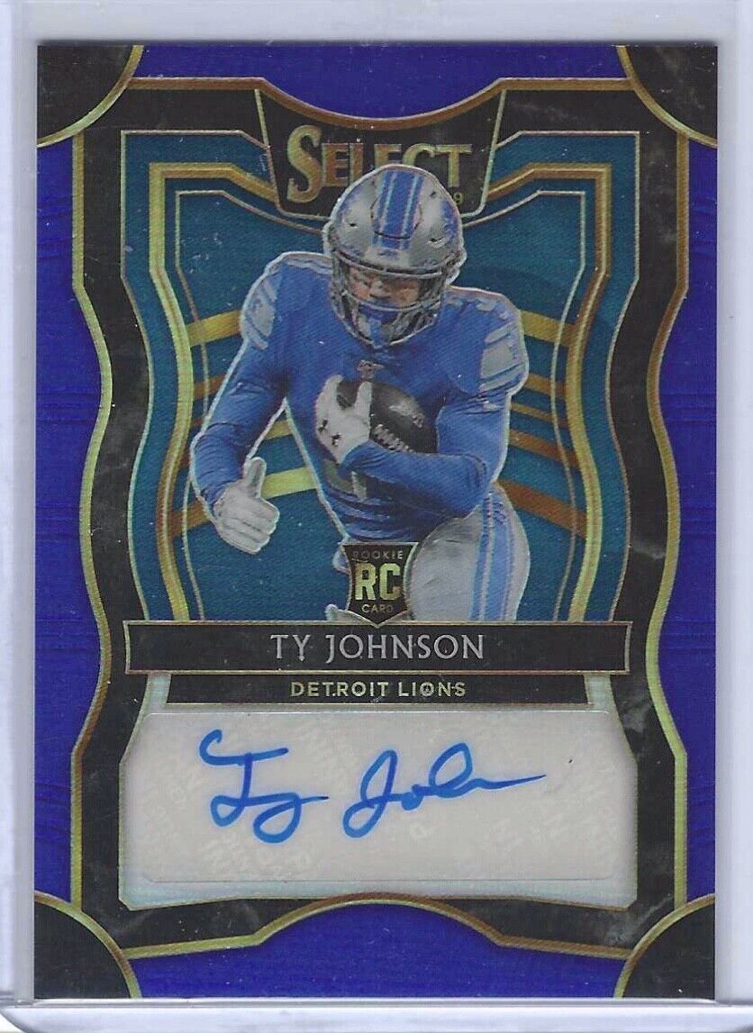 TY JOHNSON 2019 PANINI SELECT BLUE PRIZM ROOKIE AUTO RC #D /99