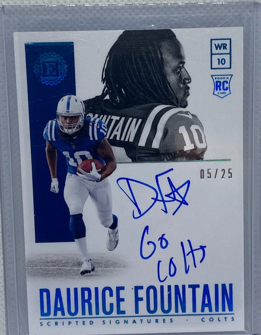 DAURICE FOUNTAIN 2018 PANINI ENCASED SCRIPTED SIGNATURES SAPPHIRE AUTO RC #D /25