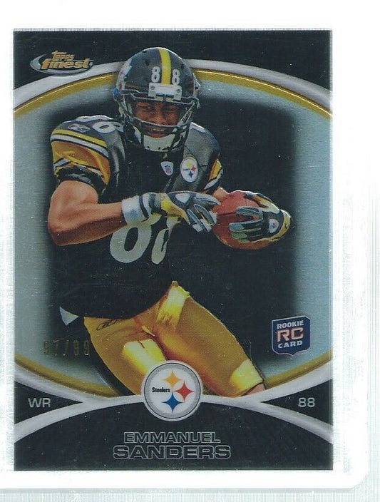 EMMANUEL SANDERS 2010 TOPPS FINEST BLACK REFRACTOR ROOKIE RC #D 97/99