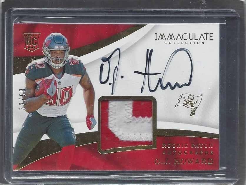 O.J. HOWARD 2017 IMMACULATE RPA BUCS 2 COLOR ROOKIE PATCH AUTO RC #D 32/99