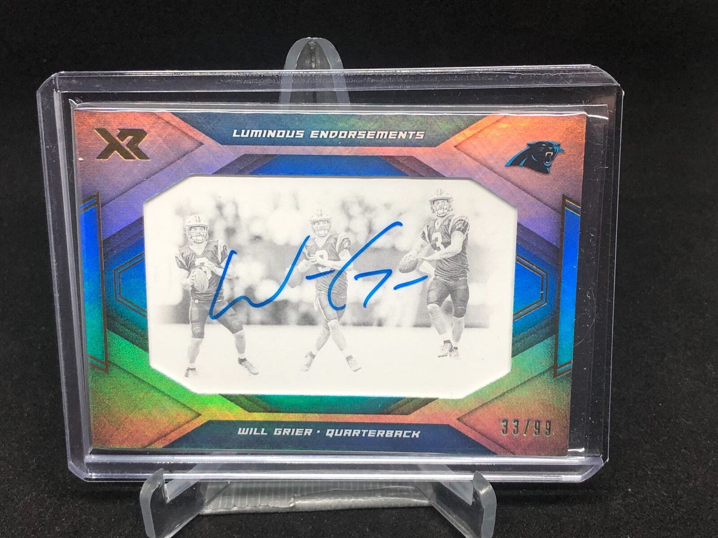 WILL GRIER 2019 PANINI XR LUMINOUS ENDORSEMENTS ON CARD AUTO RC #D 33/99