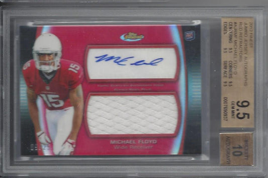 MICHAEL FLOYD 2012 FINEST RED REFRACTOR JERSEY AUTO RC /25 BGS 9.5 w 10 AU POP 2