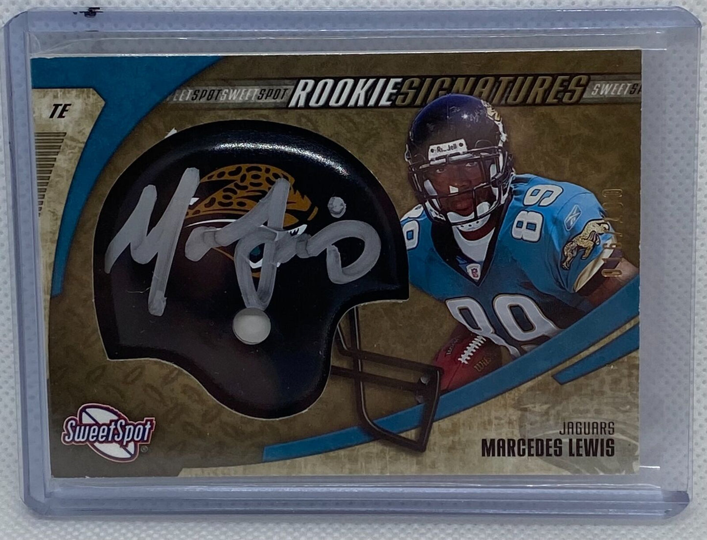 MARCEDES LEWIS 2006 SWEET SPOT GOLD ON CARD HELMET AUTO RC #D 016/100