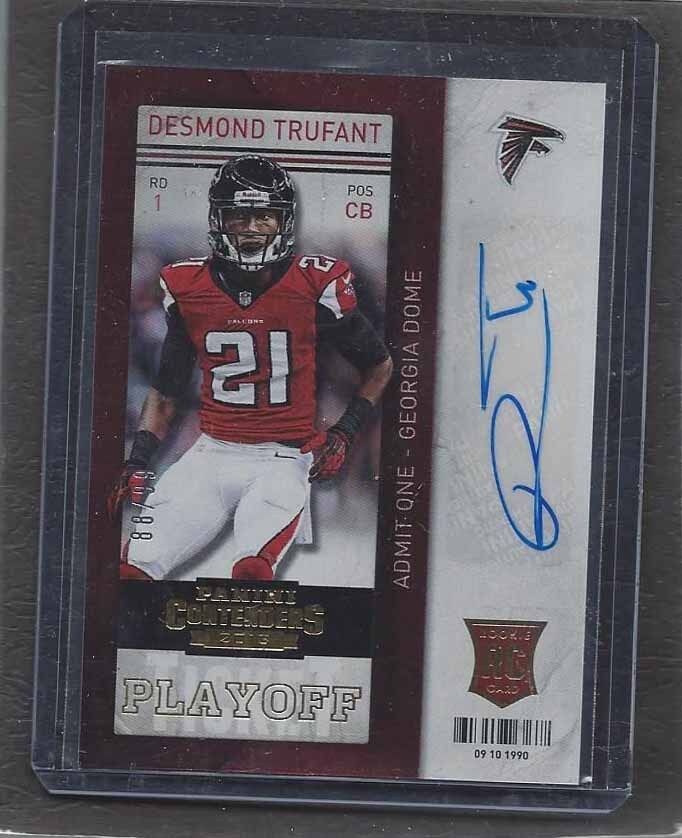 DESMOND TRUFANT 2013 CONTENDERS PLAYOFF TICKET FALCONS ON CARD AUTO RC #D 88/99