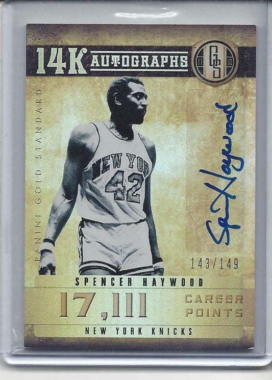SPENCER HAYWOOD 2011-12 GOLD STANDARD 14K AUTOGRAPHS AUTO #D 143/149