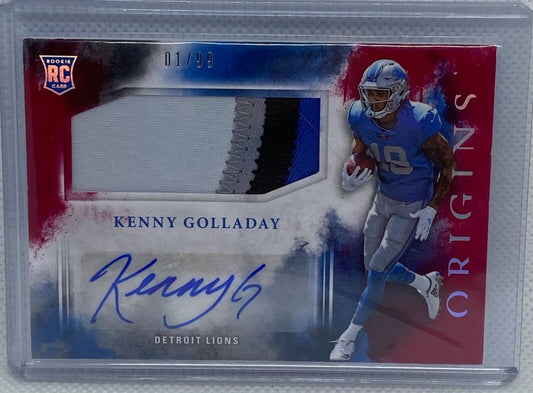 KENNY GOLLADAY 2017 PANINI ORIGINS RED RPA PATCH ROOKIE AUTO RC #D 01/99