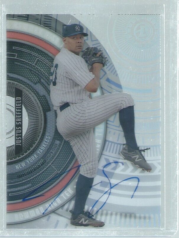 JUSTUS SHEFFIELD 2017 BOWMAN HIGH TEK ON CARD AUTO