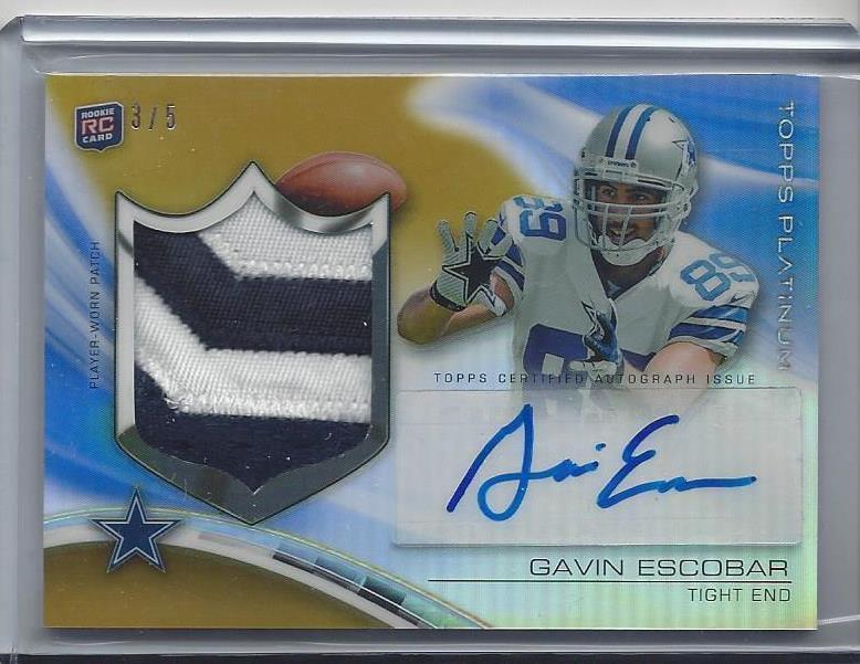 GAVIN ESCOBAR 2013 TOPPS PLATINUM GOLD RPA SICK JUMBO ROOKIE PATCH AUTO RC #D /5