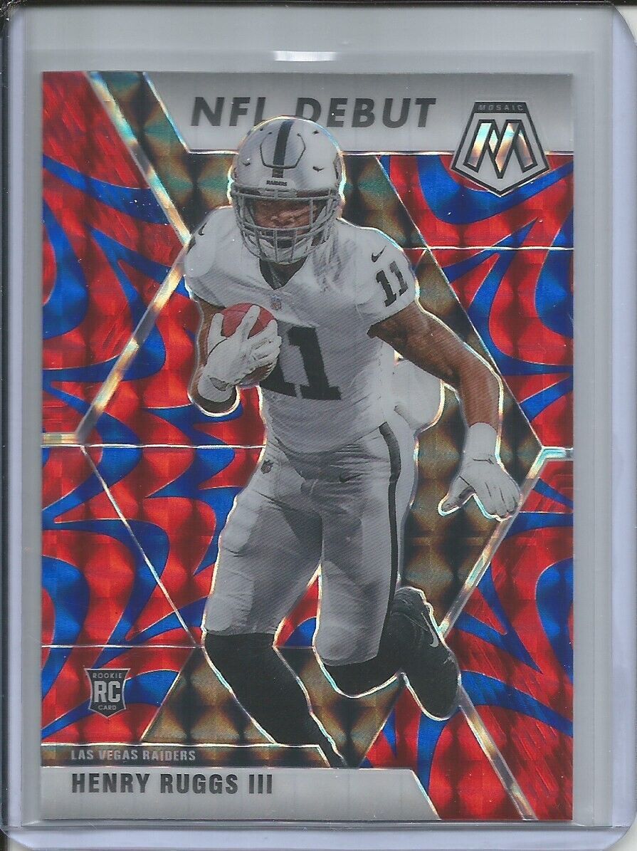 HENRY RUGGS III 2019-20 PANINI MOSAIC NFL DEBUT REACTIVE BLUE PRIZM ROOKIE RC