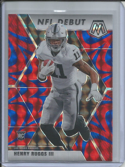 HENRY RUGGS III 2019-20 PANINI MOSAIC NFL DEBUT REACTIVE BLUE PRIZM ROOKIE RC