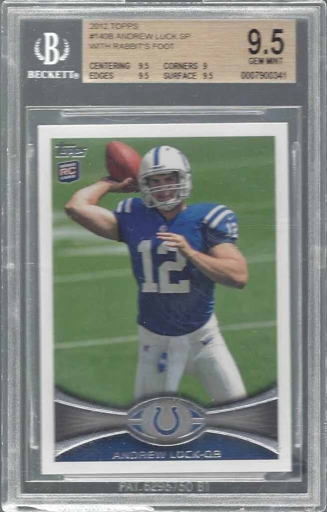 ANDREW LUCK 2012 TOPPS RABBIT'S FOOT SSP SP SHORT PRINT VARIATION RC BGS 9.5 GEM