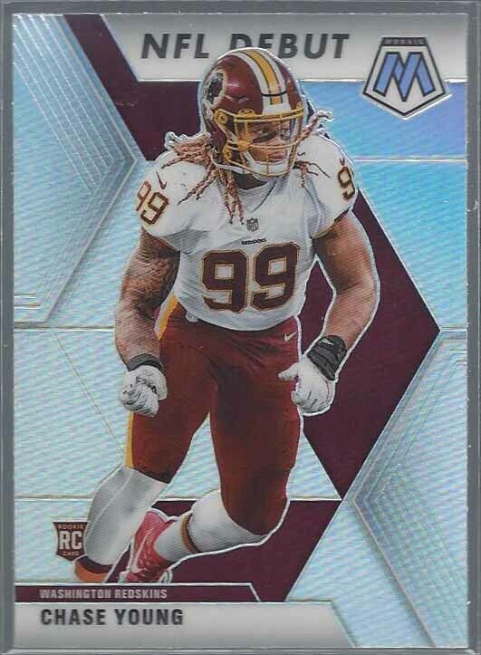CHASE YOUNG 2020 PANINI MOSAIC NFL DEBUT SILVER PRIZM RC #272