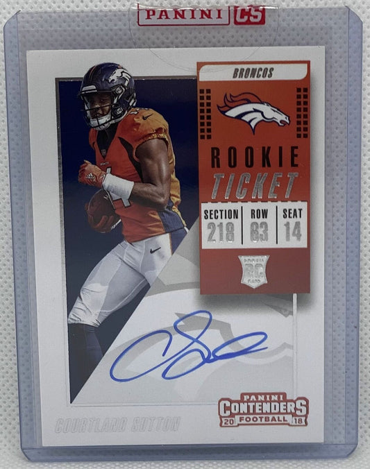 COURTLAND SUTTON 2018 CONTENDERS ROOKIE TICKET SP VARIATION ON CARD AUTO RC #115