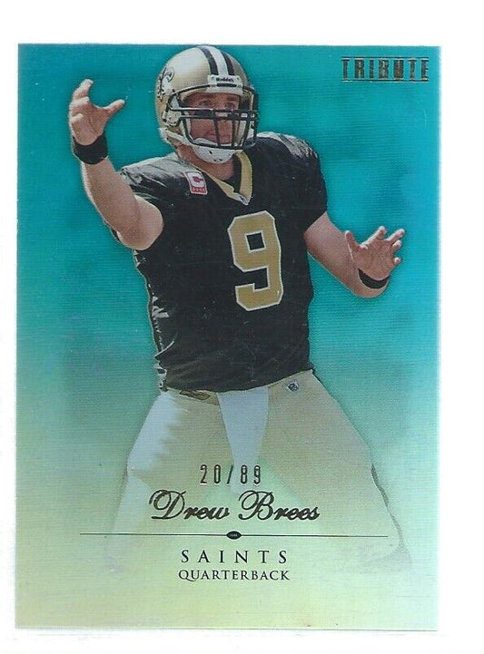 DREW BREES 2010 TOPPS TRIBUTE BLUE REFRACTOR #D 20/89