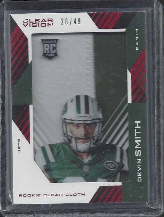 DEVIN SMITH 2015 PANINI CLEAR VISION CLEAR CLOTH JUMBO 2 COLOR PATCH RC #D 26/49
