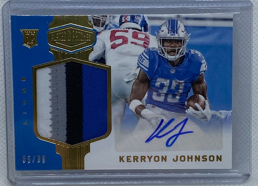 KERRYON JOHNSON 2018 PANINI PLATES AND PATCHES ROOKIE PATCH AUTO RC #D 65/99