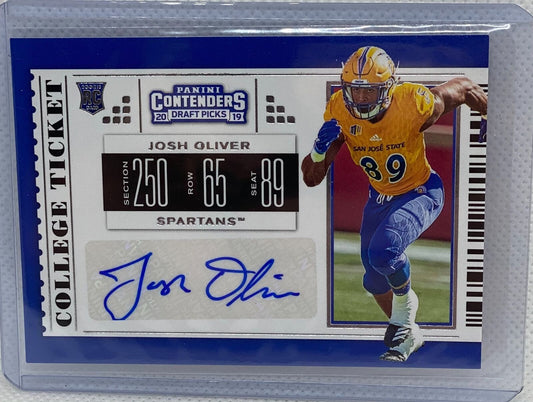 JOSH OLIVER 2019 CONTENDERS DRAFT PICKS COLLEGE TICKET AUTO RC #162
