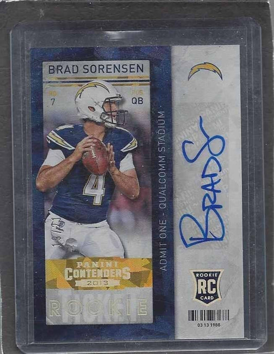 BRAD SORENSEN 2013 CONTENDERS CRACKED ICE CHARGERS ROOKIE AUTO RC #D 19/21