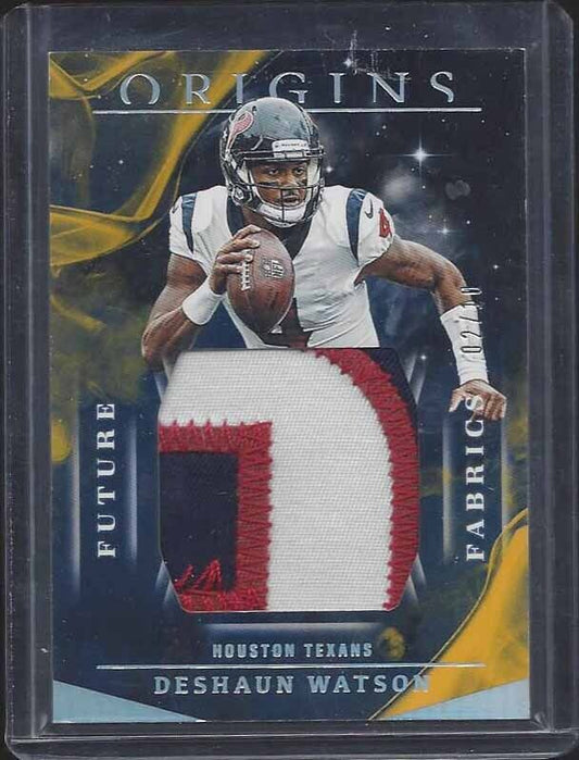 DESHAUN WATSON 2019 PANINI ORIGINS FUTURE FABRIC GOLD JUMBO 3 CLR PATCH #D 2/10