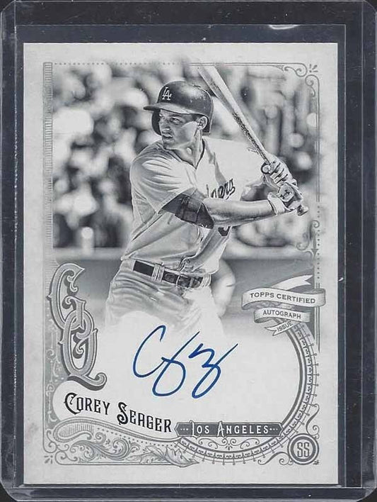 COREY SEAGER 2017 TOPPS GYPSY QUEEN BLACK & WHITE ON CARD AUTO #D 7/99