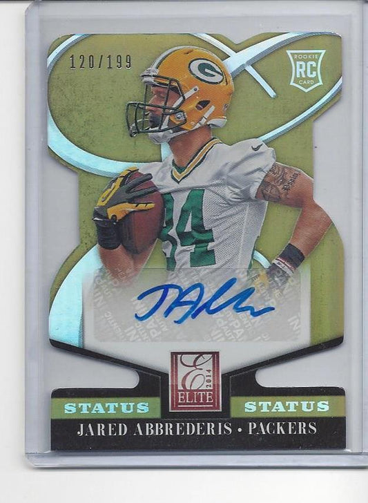 JARED ABBREDERIS 2014 ELITE STATUS GOLD PACKERS ROOKIE AUTO RC #D 120/199