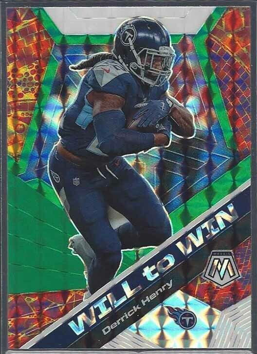 DERRICK HENRY 2020 PANINI MOSAIC WILL TO WIN GREEN PRIZM #4