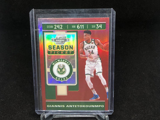 GIANNIS ANTETOKOUNMPO 2019-20 PANINI CONTENDERS OPTIC RED SEASON TICKET HOLO #84