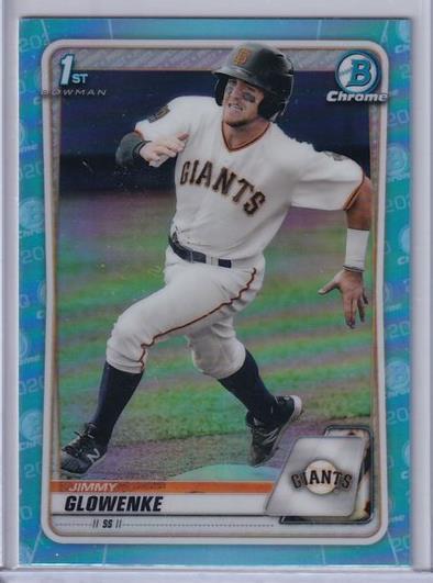 JIMMY GLOWENKE 2020 BOWMAN CHROME SKY BLUE REFRACTOR 1ST PROSPECT BD-35
