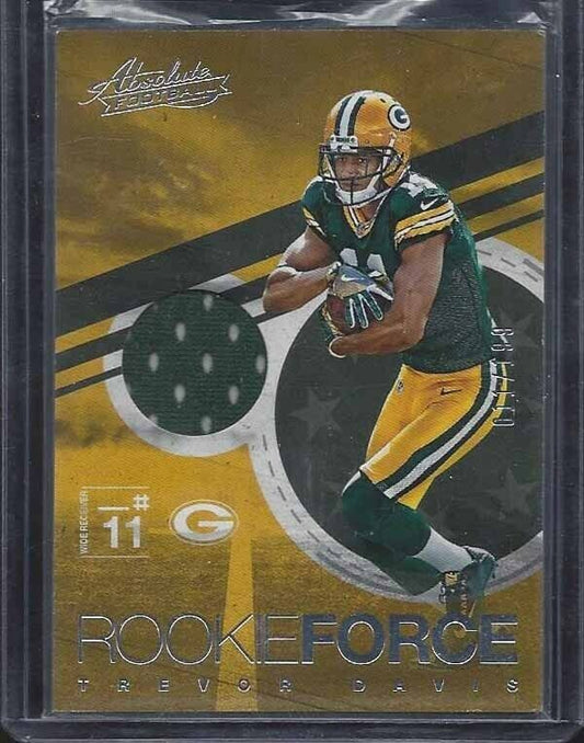 1/1 TREVOR DAVIS 2016 ABSOLUTE ROOKIE FORCE JERSEY RC #D 11/199