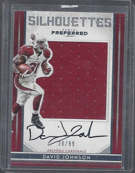 DAVID JOHNSON 2016 CROWN PREFERRED SILHOUETTE JUMBO JERSEY ON CARD AUTO #D 28/99