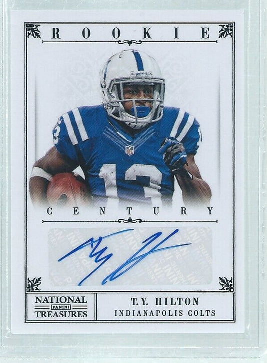 TY HILTON 2012 PANINI NATIONAL TREASURES BLACK ROOKIE CENTURY AUTO RC #D 14/25