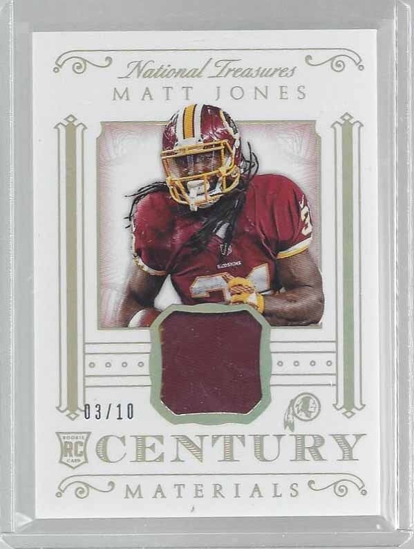 MATT JONES 2015 NATIONAL TREASURES CENTURY PLATINUM ROOKIE PATCH RC #D 3/10