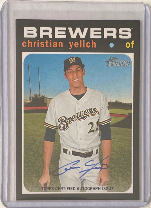 CHRISTIAN YELICH 2020 TOPPS HERITAGE REAL ONE ON CARD AUTO #ROA-CYE