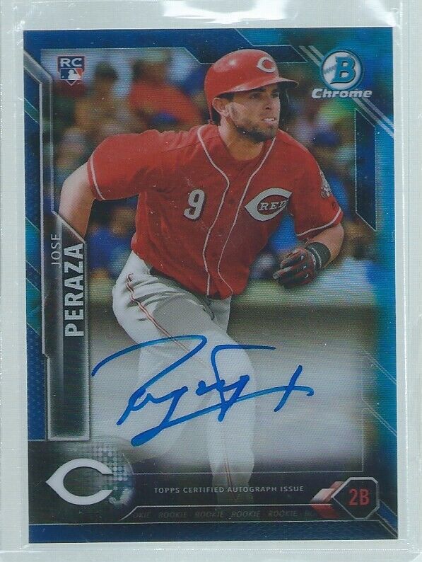 JOSE PERAZA 2016 BOWMAN CHROME ON CARD AUTO BLUE REFRACTOR ROOKIE RC #D 113/150